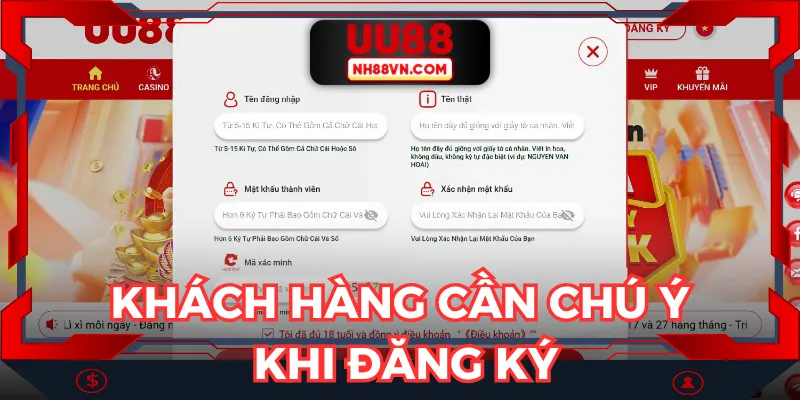 Những điều cần lưu ý khi đăng ký uu88